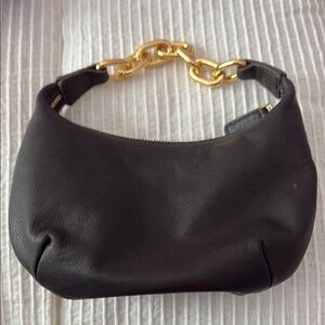 Dark Brown Leather Chain Mini Bag